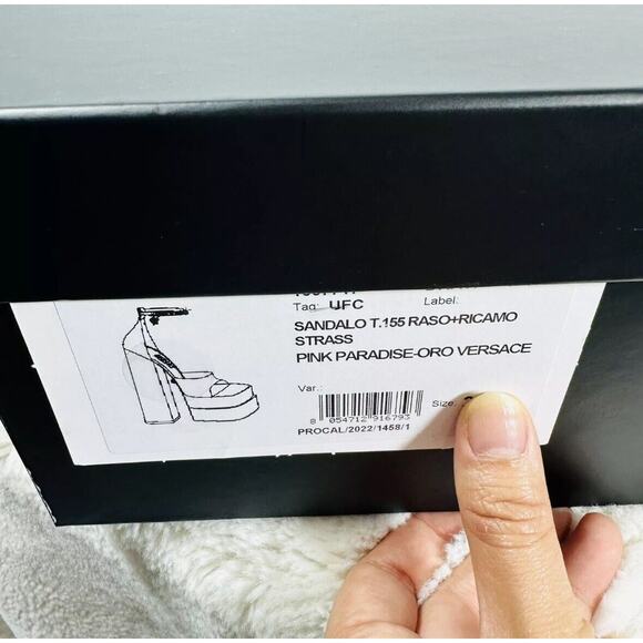Versace Aevitas 38/ 8 Platform Sandals Satin Crystal Pink Paradise NWB $1,475 - Picture 7 of 8